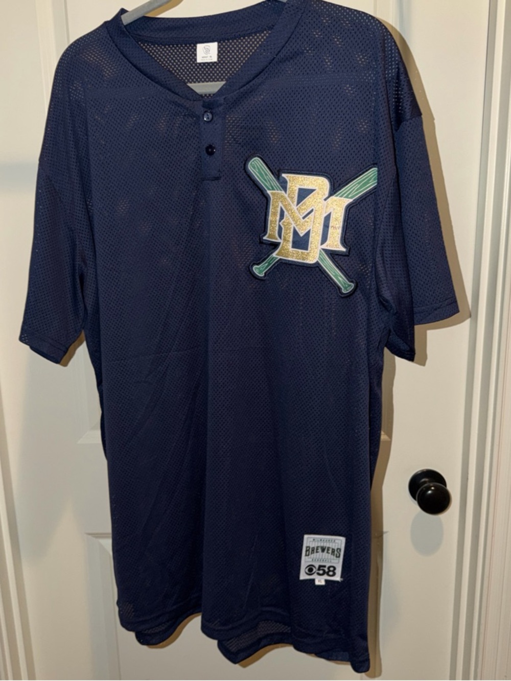 Milwaukee Brewers Navy Athletic Mesh Baseball Shirt